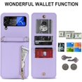 thumbnail image 3 of Phone Case for Samsung Galaxy Z Flip 3 5G 2021 Wallet Cover with Credit Card Holder Zipper Slot Crossbody Strap Lanyard Leather Stand Cell Accessories ZFlip3 Z3 Flip3 3Z Women Girls Purple, 3 of 13