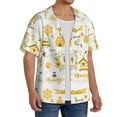 thumbnail image 4 of Xecao offers the Farm Bee Cute Honey for Men's Casual Short-sleeved Shirt, a button-up collared shirt with a pocket, perfect for beach vacations and yacht travel in the 4X-Large size., 4 of 7