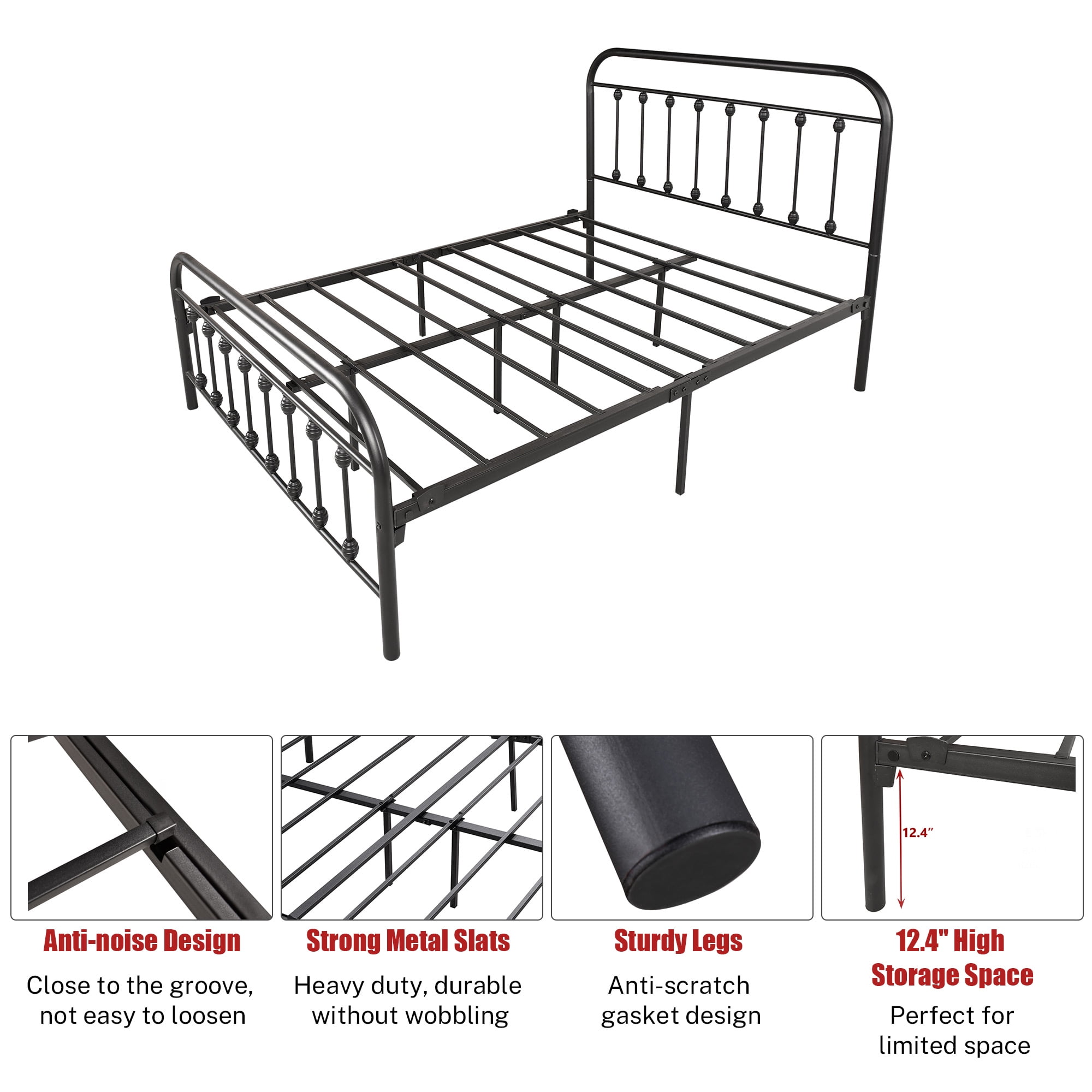 Buy SEVENTH Metal FullSize Bed Frame, Industrial Full Bed Frames with