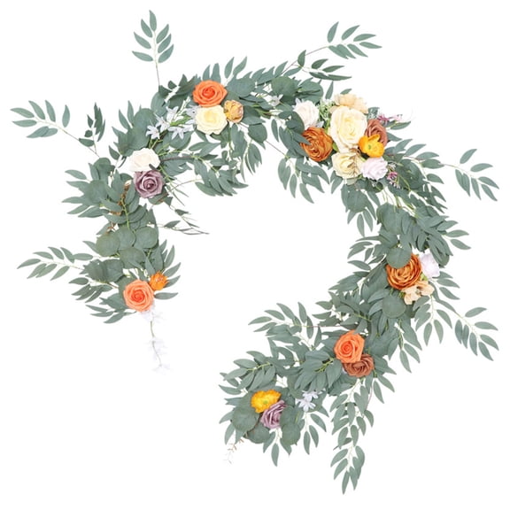 Artificial Flower Wreath Champagne Rattan Garland Ornament Decor