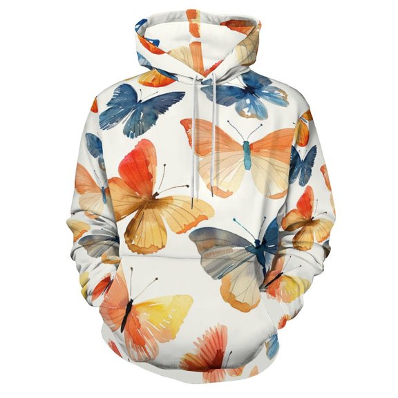 POBUDS Hoodie, Regular Fit Sporty Pullover Hooded Sweatshirt for Men Women Butterfly S