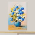 thumbnail image 3 of Canvas Print Wall Art Textured Paint Effect Blue Carnations & White Daisies Floral Plants Illustrations Modern Art Chic Closeup Colorful Multicolor for Living Room, Bedroom, Office - 12"x18", 3 of 5