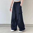 thumbnail image 5 of TIREOW Girls Wide Leg Pants Solid Color Elastic High Waist Drawstring Baggy Casual Pants Stylish Streetwear Lightweight Track Pants Joggers, 5 of 6
