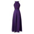 thumbnail image 2 of iiniim Women's Halter Neck Floral Lace Chiffon Bridesmaid Formal Wedding Long Dress Size 4-16, 2 of 7