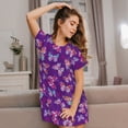 thumbnail image 6 of Bixox Bright Butterflies Pattern Women's Nightgown, Soft & Breathable Sleepwear, Round Neck Knee-Length Pajama Dress,Loungewear for Home & Sleep, 6 of 7