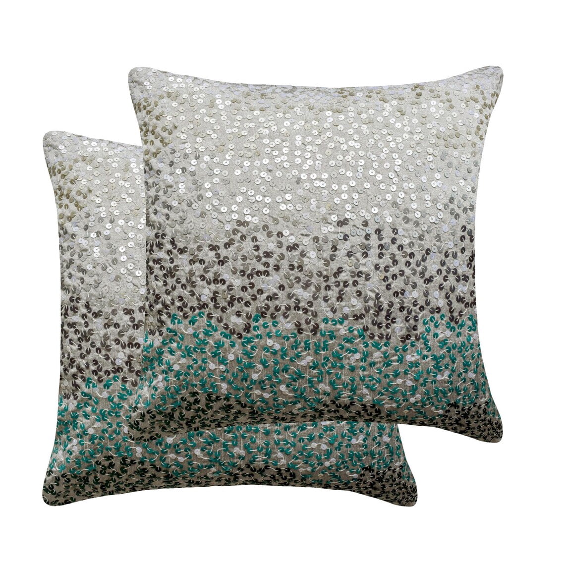 Cushion Cover For Sofa, Pillow Covers For Couch, Decorative Pillow Covers 20x20 inch (50x50 cm) Blue, Silk Throw Pillow Covers, Handmade Pillow Covers, Modern, Ombre - Northern Lights