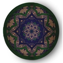 Simply Daisy 5' round Spring Navy Shawl Indoor/outdoor Rug