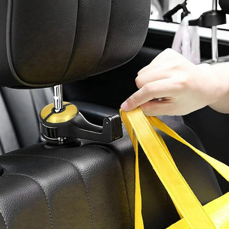 Headrest Bracket Car Hook | 2 Pcs 2 in 1 Car Hooks Holder | 360° Rotation  Hidden Car Seat Hooks for Bags | Multi-functional Car Phone Holder Headrest