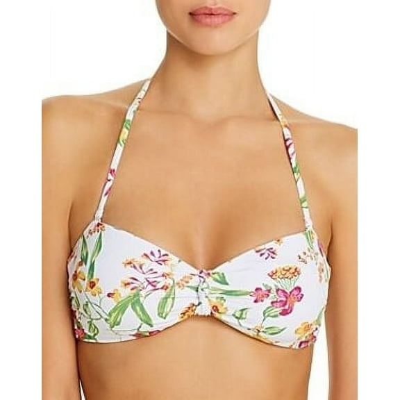Aqua STAR Floral Bandeau Bikini Swim Top, US Large