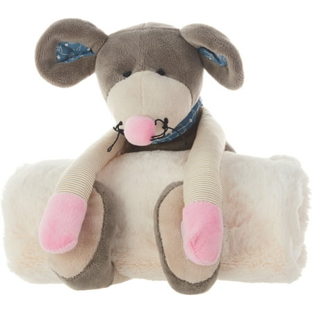 UPC: 0798019063412 | Nourison Plushlines Stuffed Mouse Plush with Blanket Grey Decorative Throw Pillow 7 x 17