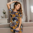 thumbnail image 6 of Japuie Spooky Cats And Halloween Pumpkins Print Women's Nightgown,Women's Short-sleeve Sleepwear,Short Sleeves Shirt,Casual Sleep Dress,Comfy Nightdress, Soft Nightgowns for Women-Small, 6 of 6