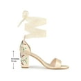 thumbnail image 5 of BLISSFUL STEP Women's Satin Floral Print Block Heel Sandals Champagne 7.5, 5 of 6