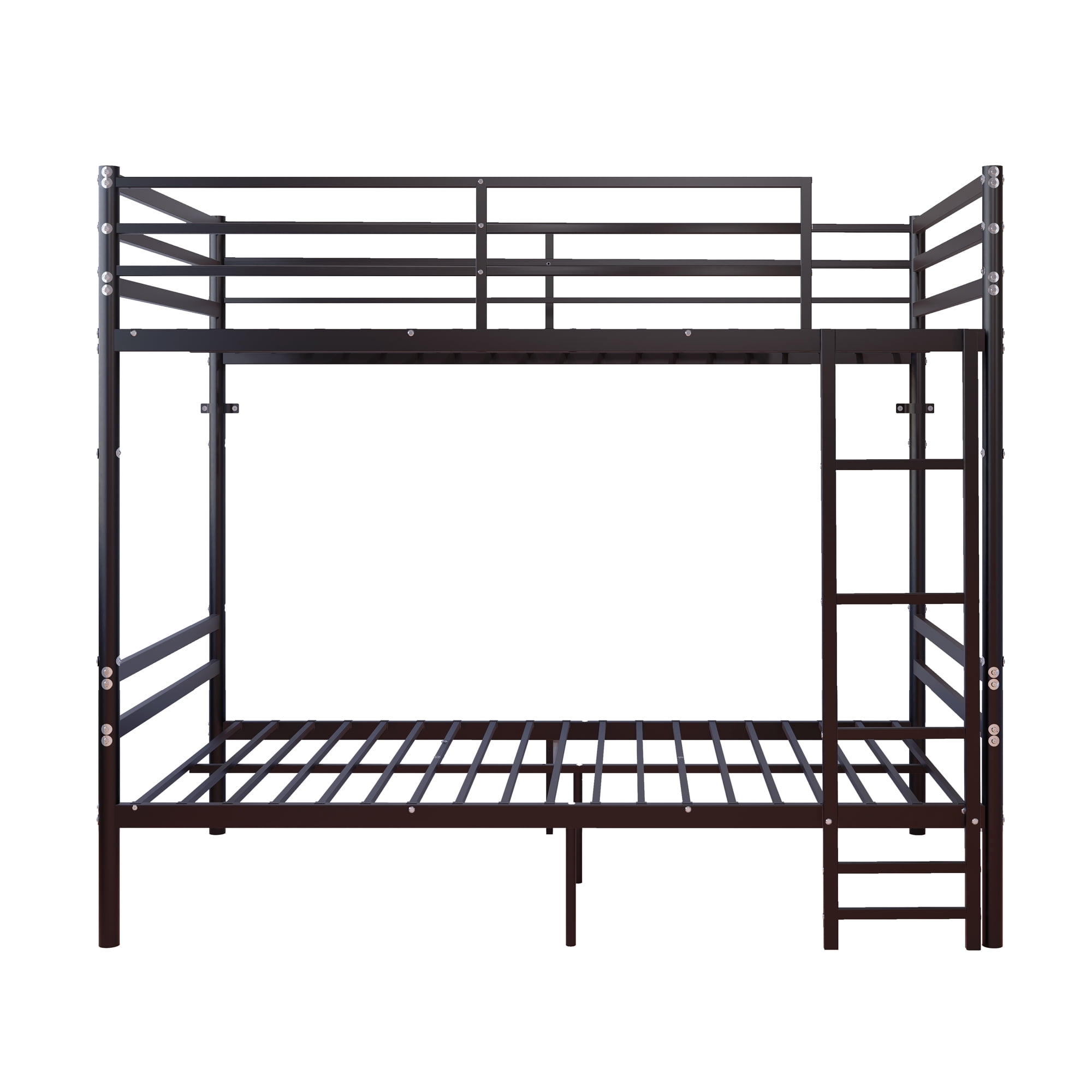 Mintazer Heavy Duty Twin Over Twin Metal Bunk Bed with Ladder and Guardrails for Bedroom, Black