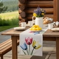 thumbnail image 6 of Table Runner Colorful Tulips Table Decoration for Kitchen Dinning Vintage Linen Table Decoration for Indoor Outdoor Party Wedding Decor 13x72inch, 6 of 7