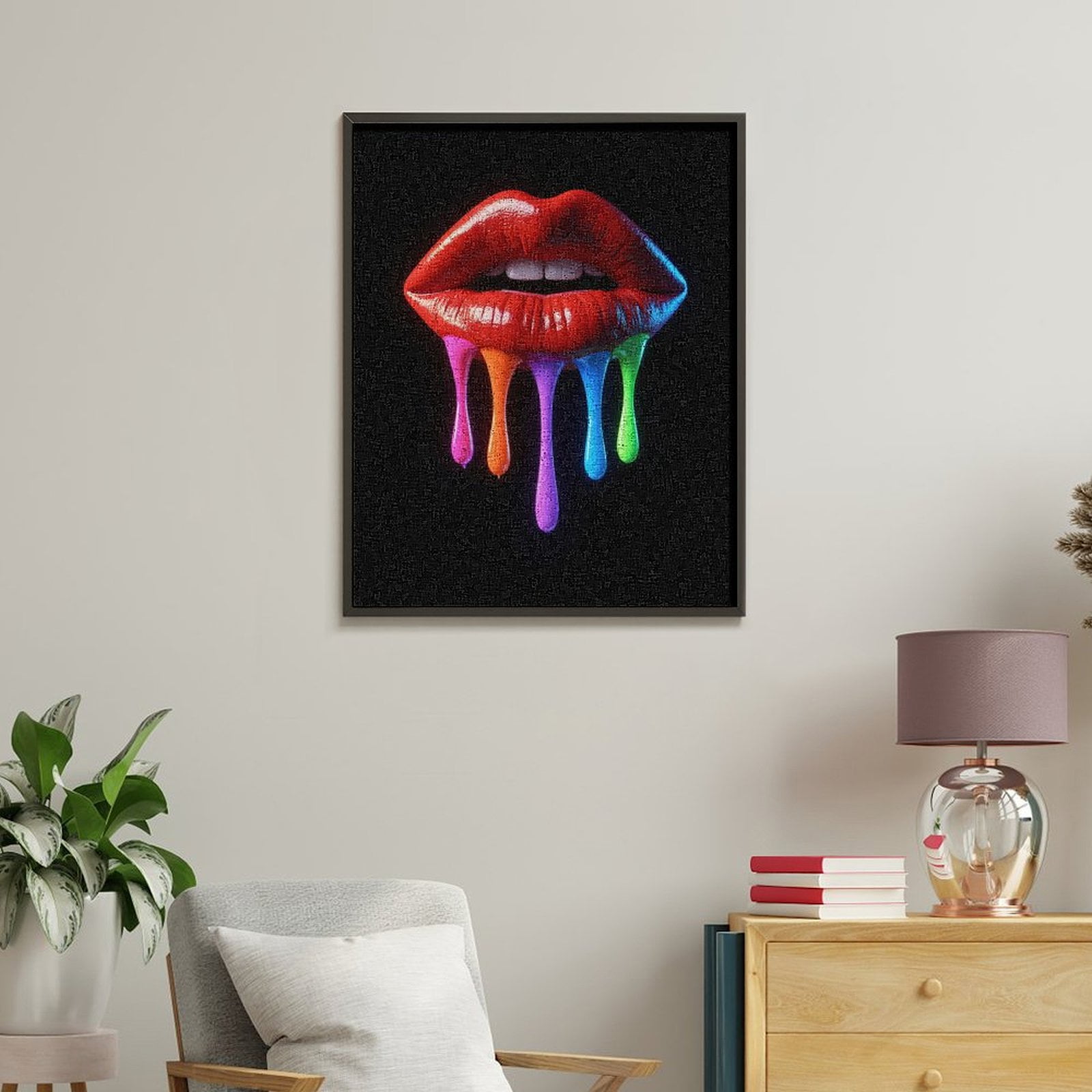Paint by Numbers Kit for Adults, Vibrant Dripping Lips Art Paint by Numbers, Easy Paint by Numbers Kit for Adults Beginner, DIY Adult Paint by Number Kits on Canvas, Home Decor