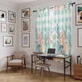 thumbnail image 5 of Summer Coastal Kitchen Curtain for Berdoom Living Room Cafe 72 Inch Length, Watercolor Corals Shells Starfish Green Plaid Tiers Curtains Light Filtering Drapes Window Treatment 2 Panels 52"Wx72"L, 5 of 8