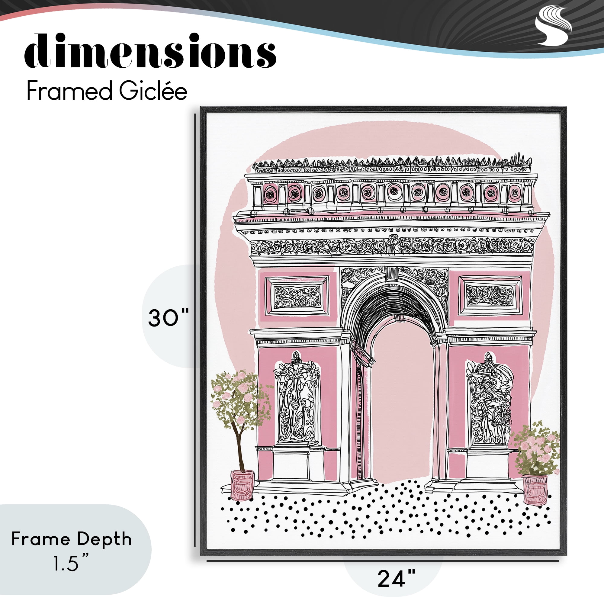 Stupell Industries Pink Neoclassical Archway Black Framed Giclee Art, design by Jess Stempel