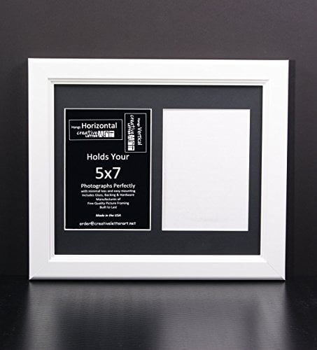 Set of 3-10x20 Black Wood Frames Glass White/Black Mat for three 5x7 photos 