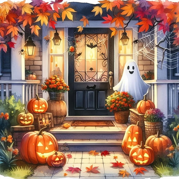 Fall Pumpkin Ghost Leaf Diamond Art Kits for Adults, 5D Diamond Painting Kits for Adults Beginners, DIY Full Round Drill Diamond Dot Painting Gem Art Kits for Home Decor 12 x12 Inch