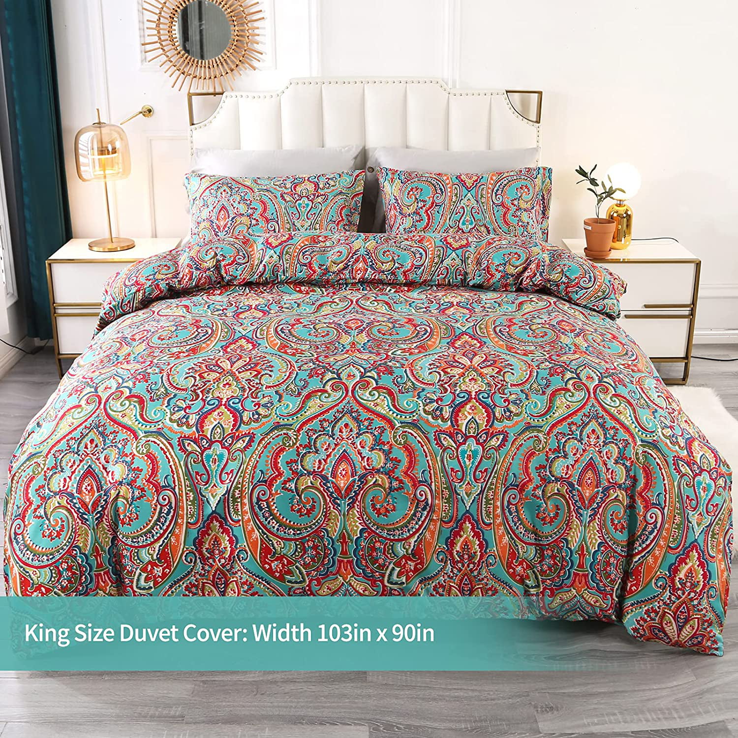 Jacquard Style Paisley 3-Piece Patchwork Bedspreads Quilt Set 100% Cotton Queen 