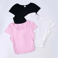 thumbnail image 2 of Gubotare Cute Blouses for Girls Girls Summer T Shirt Trendy Solid Color Short Sleeve Concert Tee Country Music T Shirt for Kids Size 8T 9T (Pink,8-9 Years), 2 of 3