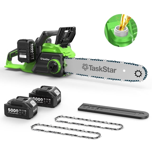 TaskStar 16Inch 40V Cordless Electric Battery Chainsaw Pruning Saws, Tree Trimming, Wood Cutting