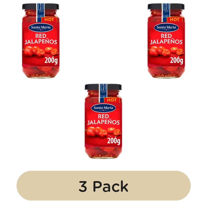 Santa Maria Red Jalapenos 200g, British Import (Pack of 3)