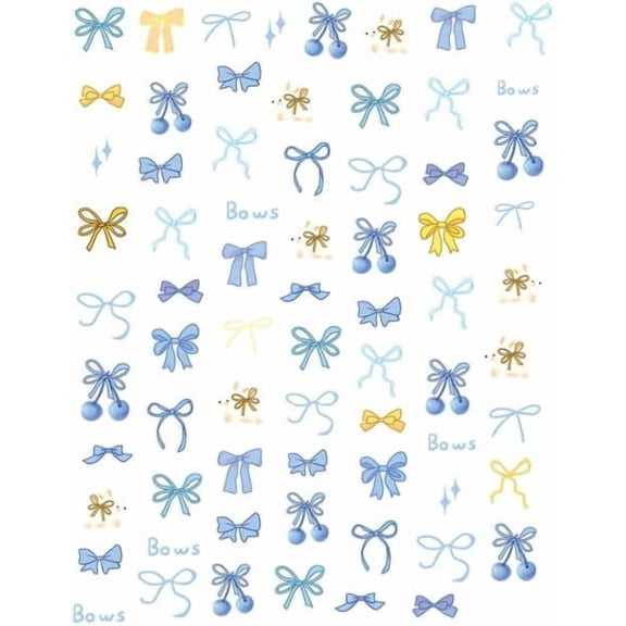 2 Sheets Bowknot Self Adhesive Nail Art Stickers Decals Nail Art Decoration Steel Blue Blue DIY