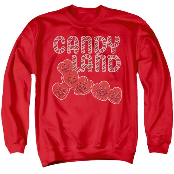 Candy Land I Love You Adult Crewneck Sweatshirt Red
