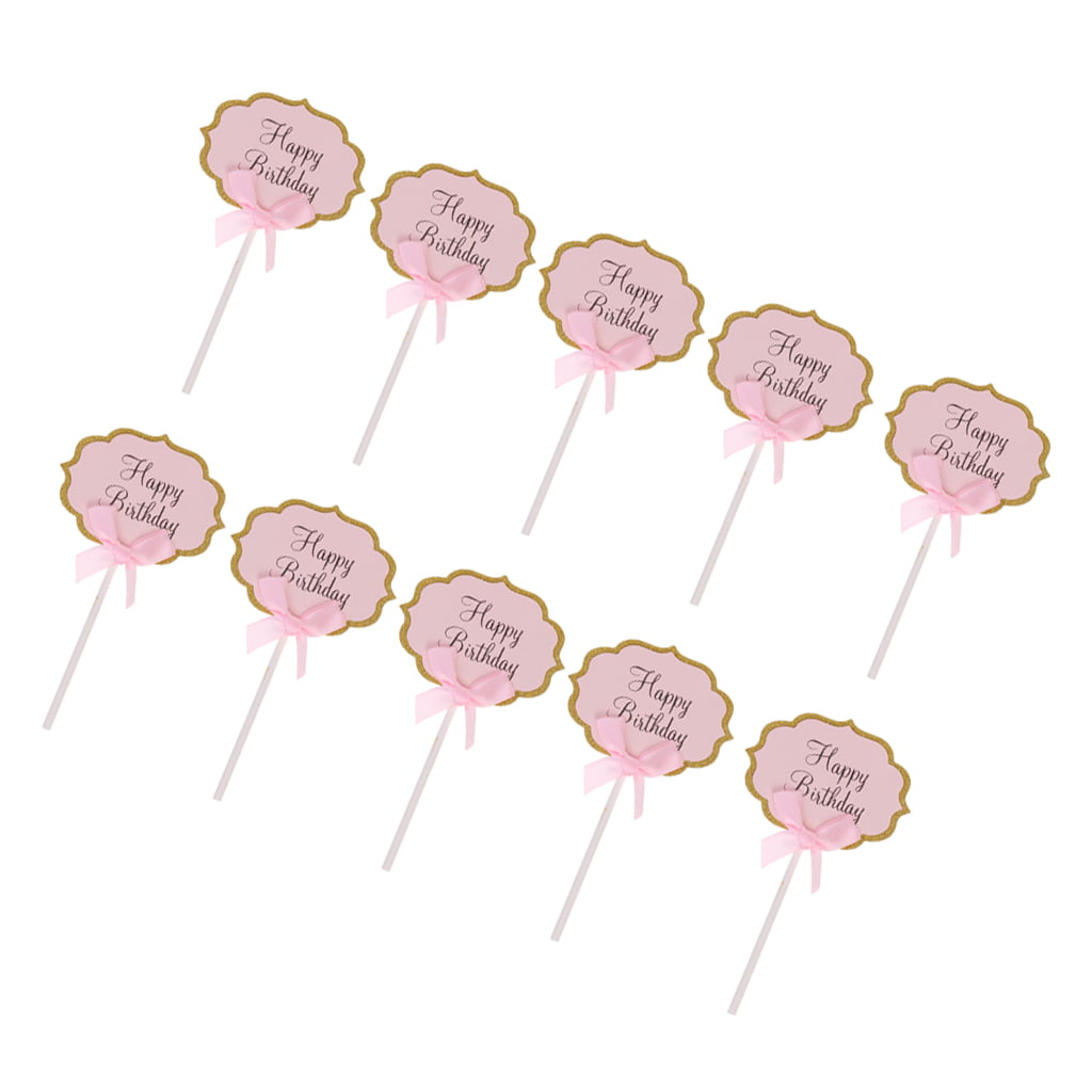 10x Happy Birthday Cupcake Picks Cake Toppers Baby Shower Party Decor