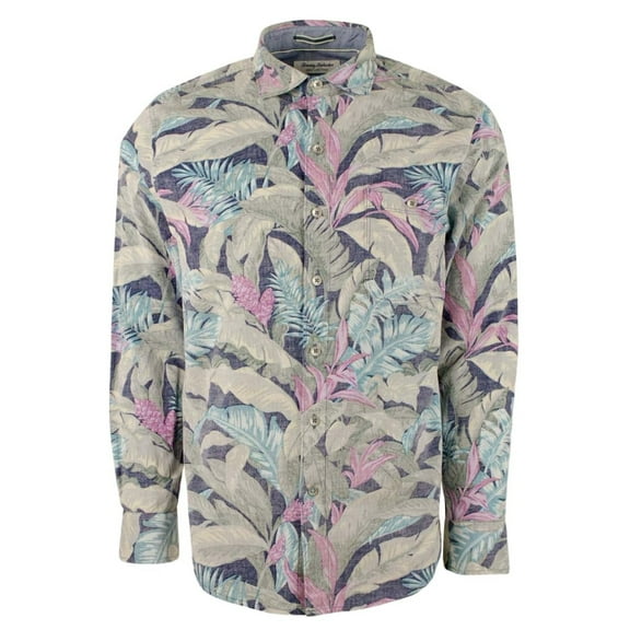 Tommy Bahama Men's Coastline Cord Lush Vines Leaf Print Corduroy Button-Down Shirt XXL, Deep Space