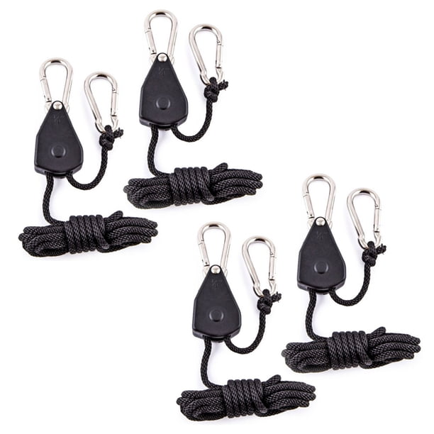 Guyline Camping Polea de Cuerda Ajustable Hebilla 2M 1/8 Para Carpa de Levantamiento Ligero Guyline Tendedero Al Aire Libre Corcha de Mascota Metal Wheel Máxe Máx 68-75 kg 4pcs