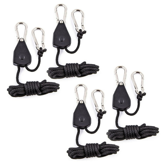 Camping Pulley Adjustable Rope Buckle 2m 1/8 for Light Lifting Tent Guyline Outdoor Clothesline Pet Leash Upgraded Metal Wheel Load 68-75kg 4PCS