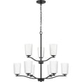 thumbnail image 4 of Progress Lighting Adley 9-Light Double-Tiered Chandelier, Steel, Matte Black, Etched White Glass Shades, 4 of 18