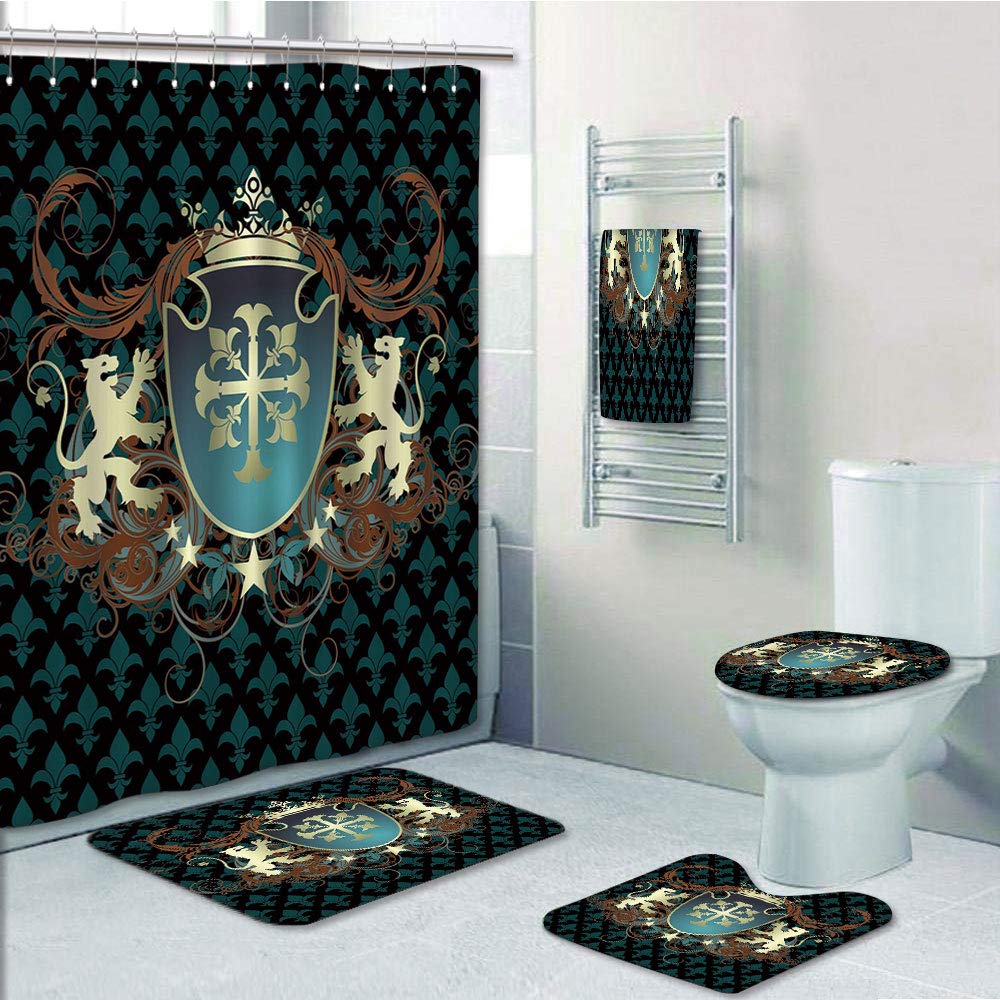 PRTAU Medieval Heraldic of a Middle Ages Coat of Arms Cross Crown Lions