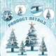 thumbnail image 4 of Juego de Decoraciones de Mesa de Navidad | Adornos de escritorio de madera azul • Árboles de temática costera de 4 piezas con detalles de concha • Base estable duradera • Decoración navideña única y, 4 of 6