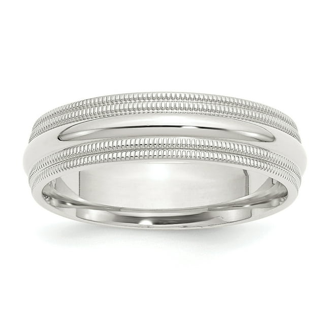 925 Sterling Silver 6mm Comfort Fit Double Taille de Milgrain 9 Bague de Mariage Classique