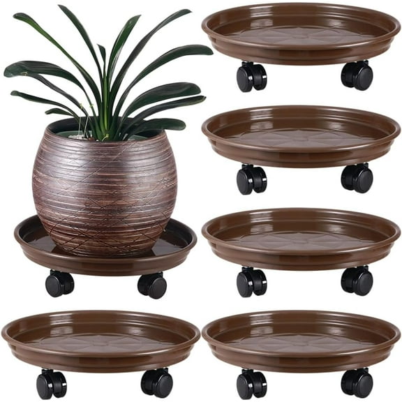 AP5Packs Large Plant Caddy with PU Wheels 12" Rolling Plant Stands Heavy-duty Plastic Plant Roller Base Pot Movers Plant Saucers on Wheels Indoor Outdoor Plant Dolly with Casters Planter Tray Coaster