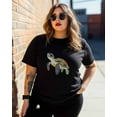 thumbnail image 3 of T Shirts for Women Short Sleeve Cotton Crewneck T-Shirt, Sea Turtles Color Block Marine Life Tee Tops Casual Basic T-Shirts, XS-5XL Black XXL, 3 of 7