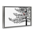 thumbnail image 2 of Cardinal in Stark Winter Tree Gray Floating Frame Canvas Art, 31 x 21, Made In USA, 2 of 8