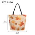 thumbnail image 5 of Open Top Canvas Tote Bag with Zipper Reusable Shopping Bag 13.5x15" Roomy Carryall Orange Autumn Leaves Pattern, 5 of 9