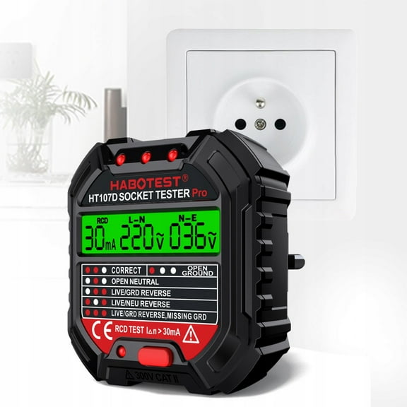 HT107D multi-function digital display socket tester electrician ground wire detector plug