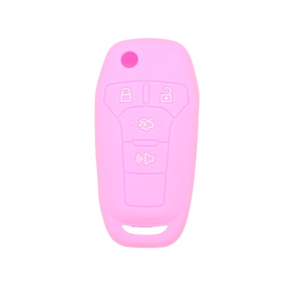 SEGADEN Étui Protecteur en Silicone Compatible avec FORD Fusion Télécommande à 4 Boutons Flip Fob CV2711 Rose