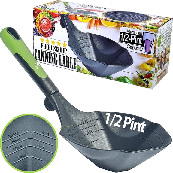 Supa Ant Canning Ladle Scoop - ½-Pint Capacity 500F Large Ladle for Canning - Food Scooper tool
