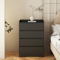thumbnail image 5 of 4 Drawer Dresser, Chest of Drawers Without Handle,Black Dresser for Bedroom 100% Waterproof, Modern Wooden Cabinet with Sturdy Frame for Living Room, Entryway, Bedroom, Hallway, Office, 5 of 9