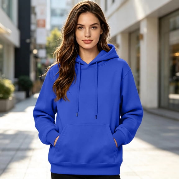 Hoodies for Women Casual Drawstring Hooded Sweatshirts Pullover Fall Winter Clothing with Hood and Pocket 3XL