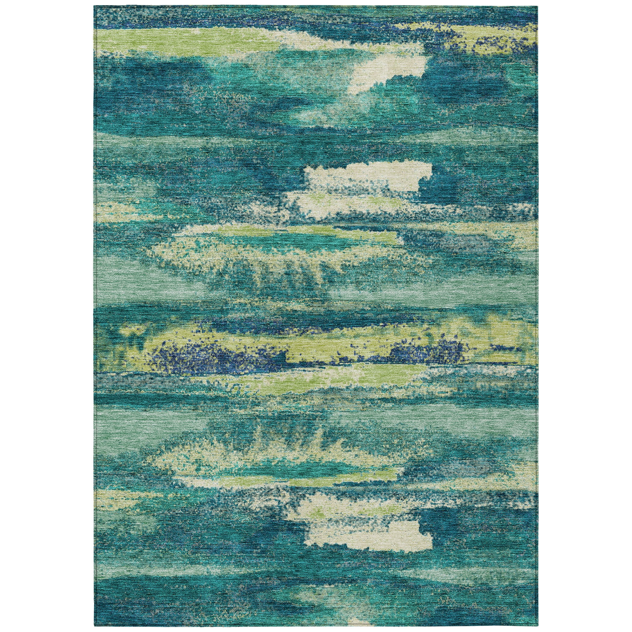 Addison Rugs Chantille Indoor/Outdoor Transitional Geometric, Abstract Emerald Washable Rectangle Rug, 2'6" x 3'10"