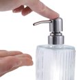 thumbnail image 3 of Unique Bargains 1 Pc Elegant Vertical Pattern Soap Pump Dispenser for Bathroom 16.9oz Clear Silver Tone, 3 of 6