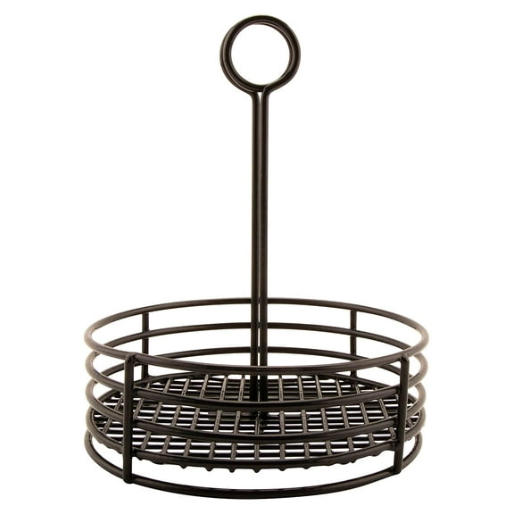 G.E.T. Round Metal Table Top Condiment Caddy with Number Holder 7.5", Black