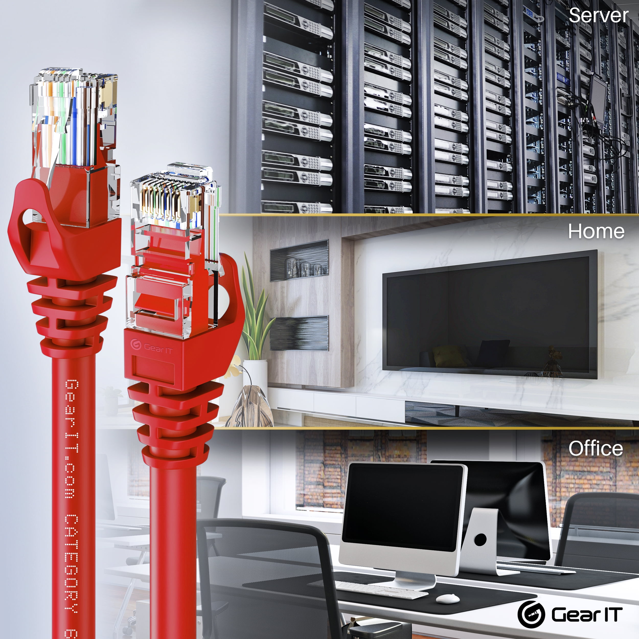 GearIT Cat6 Cable 1 ft - Cat6 Ethernet Cable, Cat 6 Ethernet Cable, Cat6 Patch Cable, Cat 6 Patch Cable, Cat 6 Cable, Network Cable, Internet Cable - Red 1 Foot